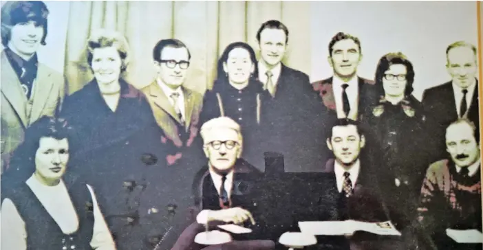  ?? ?? Paddy’s dad, Tom Clancy, second from left, front row, pictured at a meeting of Sligo Credit Union.
Niamh and Tara.
