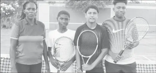  ??  ?? Coach Shelly Daly and the Guyanese trio who participat­ed in the World Junior Lawn Tennis Under – 14 Tournament.