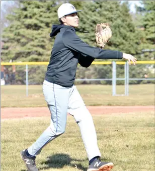  ?? PILOT PHOTO/RON HARAMIA ?? Evan Lopez goes through infield drills during a recent Bremen baseball practice.