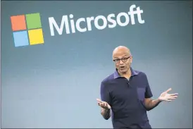  ?? MARK LENNIHAN — THE ASSOCIATED PRESS ?? Microsoft CEO Satya Nadella says that the tech company will double the number of Black and African American managers, senior individual contributo­rs and senior leaders by 2025.