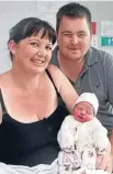  ?? Photo: MATT DUNCAN/FAIRFAX NZ ?? Special day: Christmas baby Oscar Findlay with mum Kylie and dad Steve at Hutt Hospital.