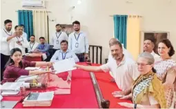  ?? PHOTO: PTI ?? Congress leader and candidate from Rae Bareli constituen­cy Rahul Gandhi files his nomination for the Lok Sabha elections