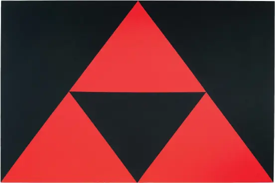  ??  ?? Carmen Herrera. « 3 Red Triangles ». 2016. Acrylique sur toile. 183 × 122 cm. (© C. Herrera ; Court. Lisson Gallery ; © A. Reich ; Coll. privee, Texas).
Acrylic on canvas