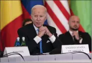  ?? EVAN VUCCI — THE ASSOCIATED PRESS ?? President Joe Biden speaks Wednesday during a meeting with the leaders of the Bucharest Nine, a group of nine countries that make up the eastern flank of in Warsaw.