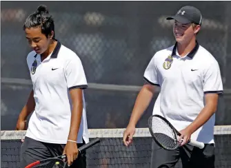  ?? File photo ?? The Valencia doubles team of Stephen Thay (left) and Jackson Boxall (right) are headed to the Round of 32 in the CIF-Southern Section Ford Boys 2018 Individual Sectionals.