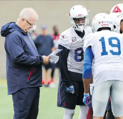  ?? JOHN MAHONEY ?? After starting five different quarterbac­ks this season, Alouettes head coach Mike Sherman finally believes his team has two solid options in Antonio Pipkin and Johnny Manziel, whose availabili­ty this week will depend on clearance from a team doctor under the CFL’s concussion protocol.
