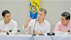  ?? WILFRED ARIAS ?? De izquierda a derecha: Mauricio Lizcano, Juan Manuel Santos y Juan F. Cristo.