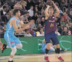  ??  ?? TIRADOR. Kyle Kuric suma 32 triples en la Liga, el mejor del Barça.