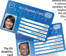 ?? ?? The EU disability card