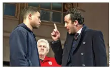  ??  ?? On target: Calvin Demba as Jordan, Peter Wight as Yates and Daniel Mays as Kidd in The Red Lion