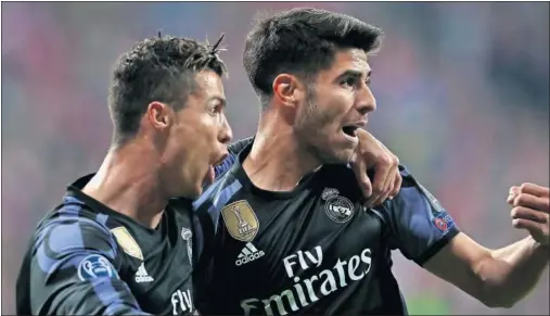  ??  ?? REVOLUCIÓN. En la ida de cuartos de la temporada pasada, Asensio salió en el 60’, reactivó al Madrid y le puso a Cristiano el balón del 1-2.