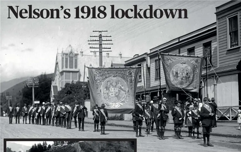  ?? NELSON PROVINCIAL MUSEUM/SUPPLIED ?? First World War peace celebratio­ns went ahead in Nelson on 13 November 1918, despite reports that the Spanish flu had made its way to the region.