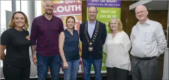  ??  ?? Speakers Barbara Kelly Psychother­apist, Andrew Haggerman Health and Fitness , Ciara Ryan Dietitian , Mayor Pio Smith Councillor Red Door Project , Mariea Mc Cormack Director Drogheda Samaritans and Seamus Donnolly Drogheda Samaritans