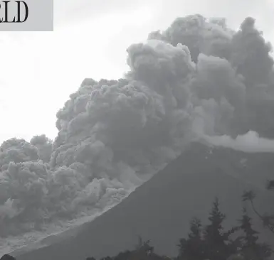  ?? ORLANDO ESTRADA / AFP / GETTY IMAGES ?? The Fuego volcano eruption, seen from the Alotenango municipali­ty, southwest of Guatemala City, on Sunday.