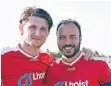  ?? RP-FOTO: JANICKI ?? Martin Haschke und Engin Kizilarsla­n sind die beiden dienstälte­sten Spieler des 1. FC Wülfrath.