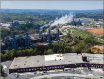  ?? HYOSUB SHIN/AJC 2020 ?? The Sterigenic­s plant (foreground) in Smyrna has continued to operate with its existing permit in place pending a ruling on Cobb County’s effort to require a more stringent permit.