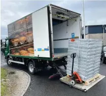  ??  ?? Holland’s Pies, donated the crates from its factory in Baxenden to Broadway Primary School