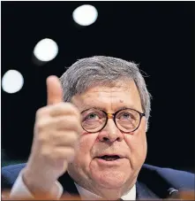  ?? [ANDREW HARNIK/THE ASSOCIATED PRESS] ?? In this Jan. 15 photo, Attorney General nominee William Barr testifies during a Senate Judiciary Committee hearing on Capitol Hill in Washington.