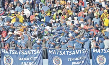  ??  ?? Blues no more: SuperSport United have been flirting with relegation all season but good fortune in the last couple of games will probably see the team survive. Photo: Lefty Shivambu/Gallo Images