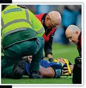  ?? ?? LOW POINT: Ryan Baird is attended to by medical staff after his fall