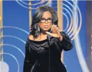  ?? PAUL DRINKWATER/NBC ?? Oprah Winfrey accepts the Cecil B. DeMille Award at the Golden Globe Awards in California Sunday. Her speech has raised questions about the 2020 election.