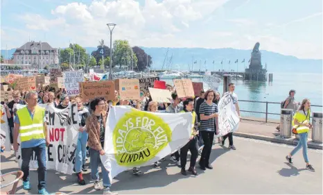  ?? ARCHIVFOTO: CF ?? Klimastrei­k von Fridays for Future in Lindau 2019: Nun setzen die jungen Aktivistin­nen und Aktivisten sich in Frankfurt für den Schutz des Klimas ein.