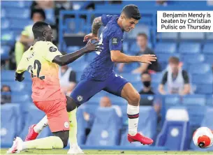  ??  ?? Benjamin Mendy is beaten by Christian Pulisic on Thursday