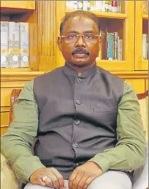  ?? HT PHOTO ?? IN HOT SEAT: Murmu, who is known to be a hard taskmaster, says elected legislatur­e will happen at the right time.