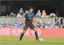  ?? Casey Valentine / ISI Photos ?? Oswaldo Alanís scored for the Quakes in their opener before the MLS shut down. Alanís is on a oneyear loan from Chivas.