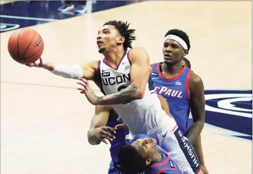  ?? David Butler II / Associated Press ?? UConn guard James Bouknight (2) shoots against DePaul during the first half in December in Storrs.