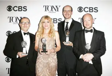  ??  ?? (Left-Right) Colin Callender, Sonia Friedman, Jack Thorne and John Tiffany pose with their Best Play award for ‘Harry Potter and the Cursed Child, Parts One and Two’.