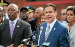  ?? TRENTONIAN FILE PHOTO ?? Trenton Police Director Ernest Parrey speaks as city and law enforcemen­t leaders talk about combatting violence in the City.