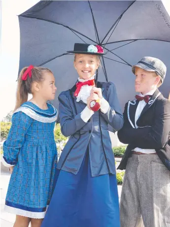  ??  ?? Charlotte Wormald as Jane Banks, Monique Kelly as Mary Poppins and Conor Wilkie as Michael Banks. Below: Monique and Conor.