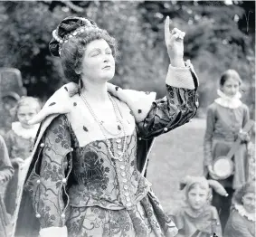  ??  ?? School play, St Margaret’s High School, Henleaze. Daphne Bryant plays Queen Elizabeth I. The girls’ school closed in 1962 and the building demolished in 1963, the grounds becoming the site of bungalows along new roads, including St Margaret’s Drive and Longleat Close