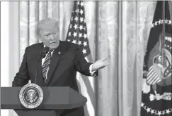  ?? SUSAN WALSH / AP ?? President Donald Trump speaks in the East Room of the White House during a prison reform summit.