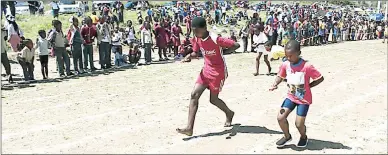  ?? (Courtesy pics) ?? Some of the young competitor­s in the egg race during the Montigny Athletics Schools Competitio­n held in Mankanyane last Friday.