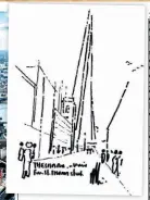  ??  ?? Rough sketch: Renzo Piano’s The Shard: A View from St Thomas Street is in the new exhibition at the Royal Academy