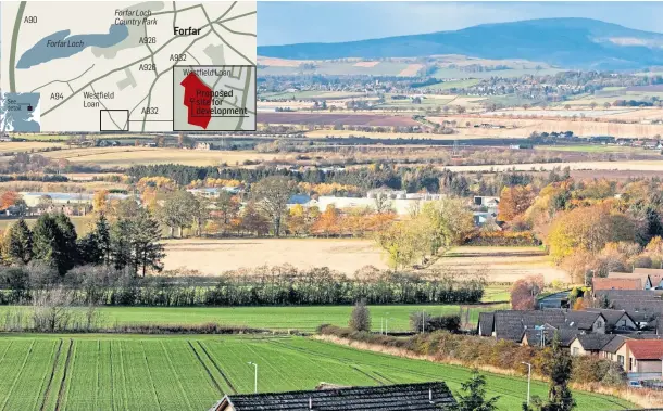  ??  ?? RIVAL: The applicatio­n proposes more homes opposite Forfar’s Westfield developmen­ts, close to another planned 175-house developmen­t.