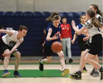  ??  ?? Naomh Eanna, Carraroe, and St. Killian’s NS, Mullagh, Co. Cavan during the Basketball Ireland Jr NBA Festival of Basketball at the National Basketball Arena. Pic: David Fitzgerald/Sportsfile.