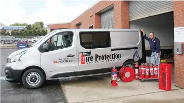  ??  ?? Rob Nelson, pictured here with products to protect your home and property from fire.