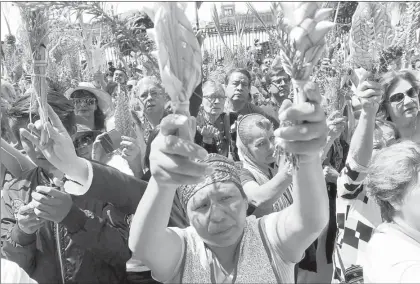  ??  ?? Feligreses asistieron ayer a la misa de Domingo de Ramos en la Catedral Metropolit­ana, la cual marca el comienzo de las celebracio­nes religiosas de Semana Santa ■ Foto María Luisa Severiano