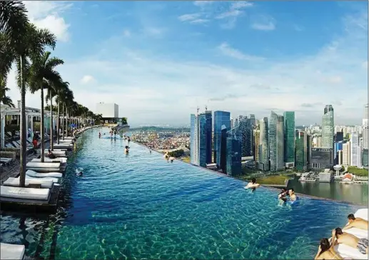  ??  ?? Rooftop infinity pool at Marina Bay Sands Singapore
