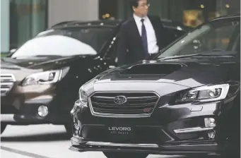  ?? KIYOSHI OTA/BLOOMBERG FILES ?? Subaru wants to wipe out fatal accidents by 2030. Last year it debuted its EyeSight technology in its Levorg model, which uses autonomous technology to help steer cars away from danger.