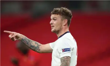  ?? Photograph: Robbie Jay Barratt/AMA/Getty Images ?? Kieran Trippier was described by Gareth Southgate as a warrior after playing left wing-back against Belgium but Ainsley Maitland-Niles is likely to fill in against Denmark.