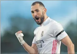  ??  ?? Karim Benzema, celebrando uno de sus 29 goles esta temporada.