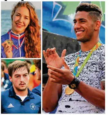  ??  ?? Le boxeur Tony Yoka, la triathlète Cassandre Beaugrand (Poissy) et le hockeyeur Hugo Genestet (Saint-germain) sont des candidats sérieux pour participer aux Jeux Olympiques dans sept ans.