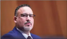  ?? Susan Walsh / Associated Press ?? Education Secretary nominee Miguel Cardona testifies before the Senate Health, Education, Labor and Pensions committee during his confirmati­on hearing on Capitol Hill in Washington, D.C., Wednesday, Feb. 3.