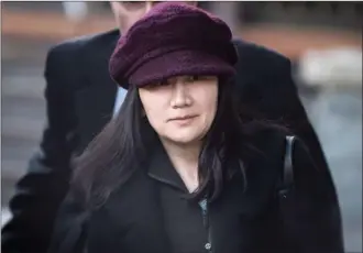  ?? Canadian Press file photo ?? In this Jan. 29 photo, Huawei chief financial officer Meng Wanzhou leaves her home to attend a court appearance in Vancouver. Canada said Friday it will allow the U.S. extraditio­n case against her to proceed.