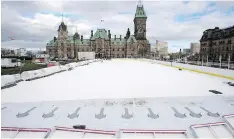  ?? JUSTIN TANG/THE CANADIAN PRESS ?? The first NHL-sized rink on Parliament Hill will be part of Ottawa’s weekend of hockey festivitie­s in December.