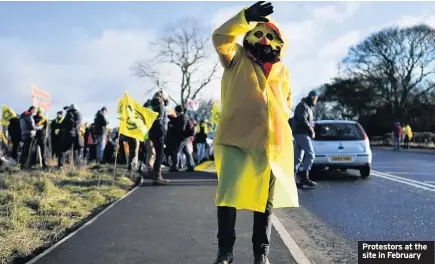  ??  ?? Protestors at the site in February